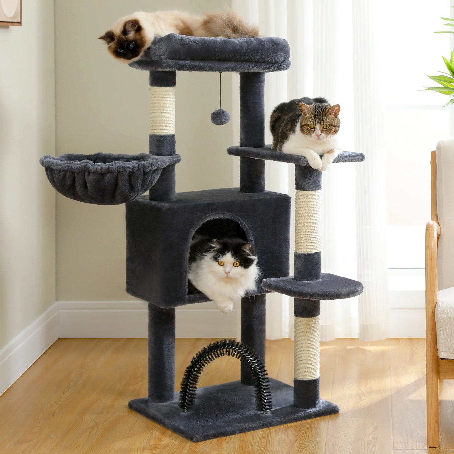 Luxury Pet Cat Tree House Condo Furniture Multi-Layer Cat Tower with Ladder Natural Sisal Scratching Post Climbing Jumping Toy