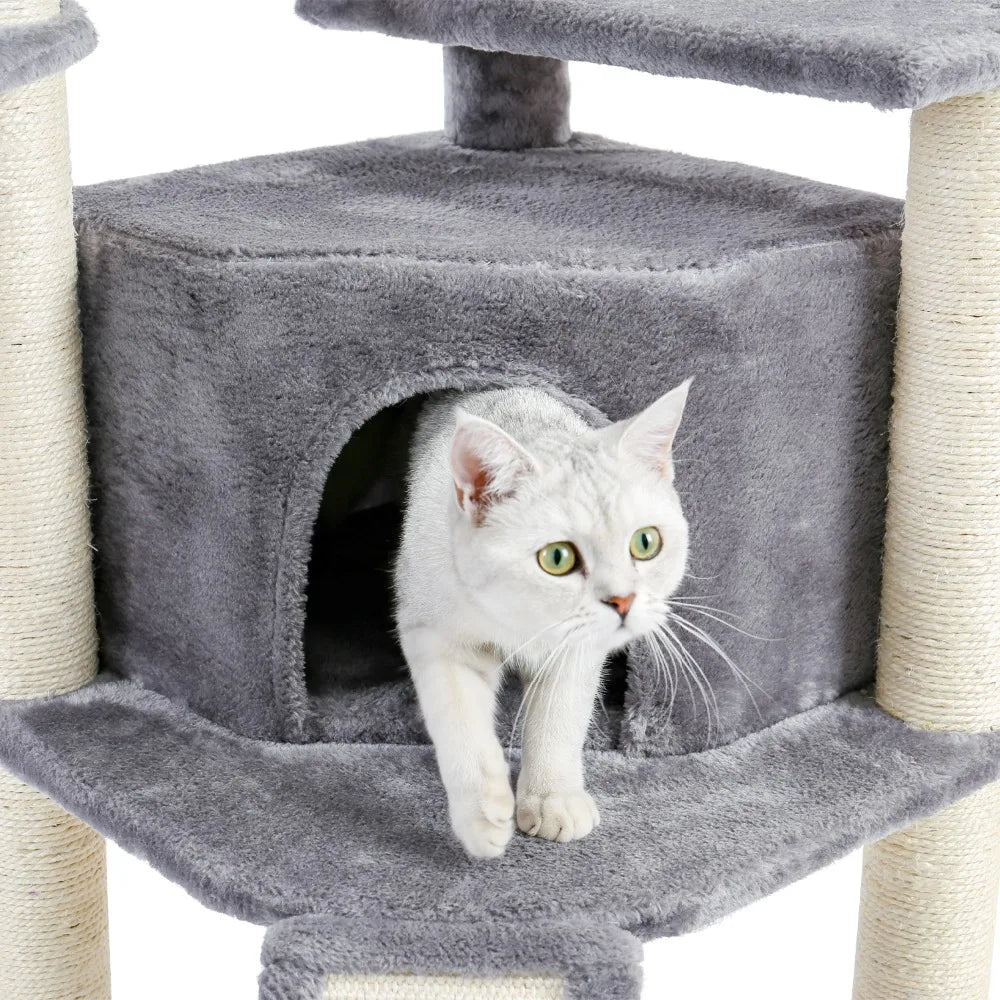 Luxury Pet Cat Tree House Condo Furniture Multi-Layer Cat Tower with Ladder Natural Sisal Scratching Post Climbing Jumping Toy