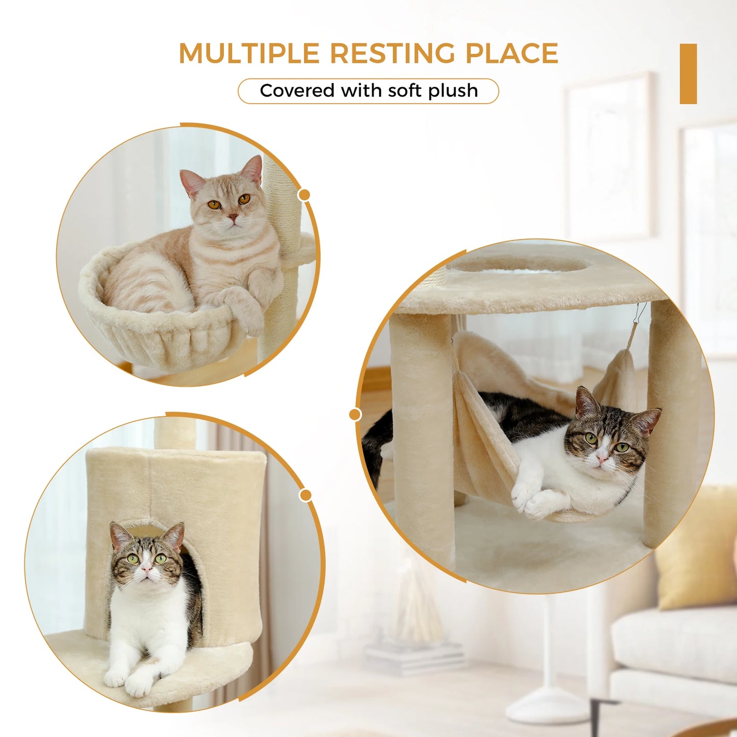 Luxury Pet Cat Tree House Condo Furniture Multi-Layer Cat Tower with Ladder Natural Sisal Scratching Post Climbing Jumping Toy