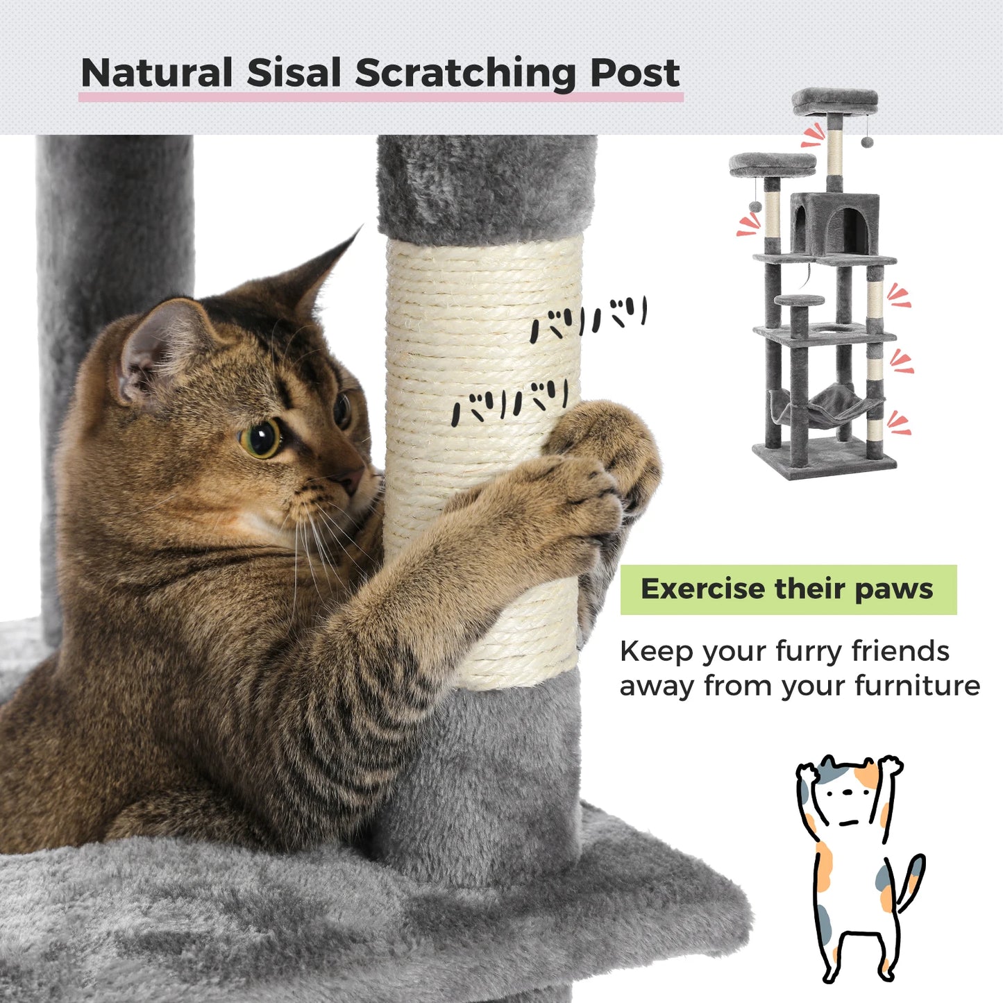 Luxury Pet Cat Tree House Condo Furniture Multi-Layer Cat Tower with Ladder Natural Sisal Scratching Post Climbing Jumping Toy