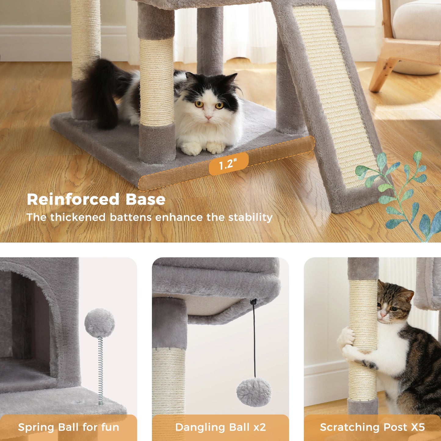 Luxury Pet Cat Tree House Condo Furniture Multi-Layer Cat Tower with Ladder Natural Sisal Scratching Post Climbing Jumping Toy