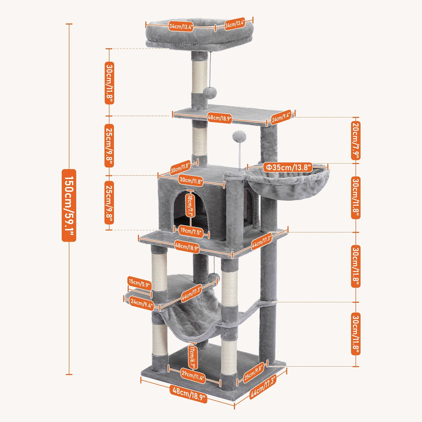 Luxury Pet Cat Tree House Condo Furniture Multi-Layer Cat Tower with Ladder Natural Sisal Scratching Post Climbing Jumping Toy