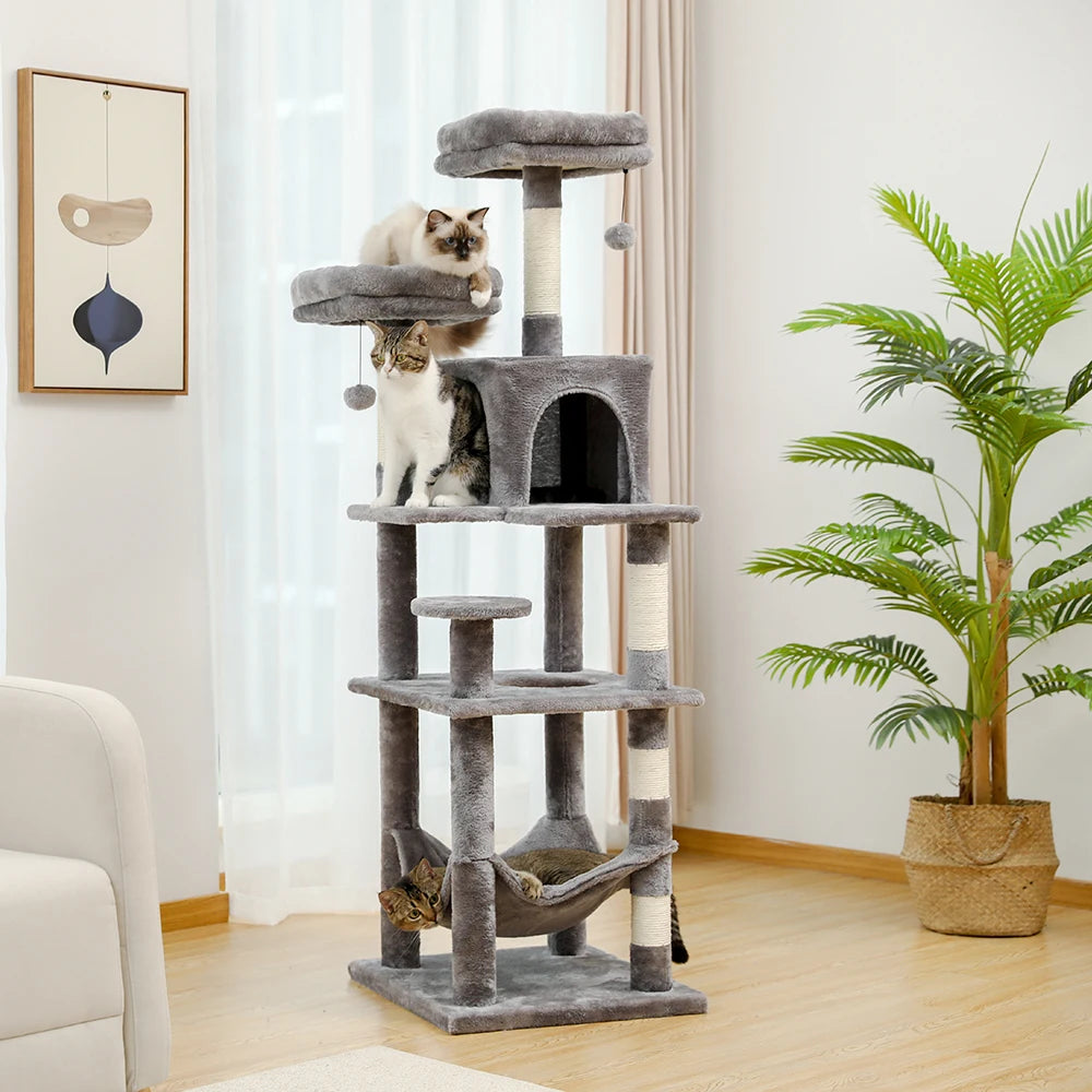 Luxury Pet Cat Tree House Condo Furniture Multi-Layer Cat Tower with Ladder Natural Sisal Scratching Post Climbing Jumping Toy