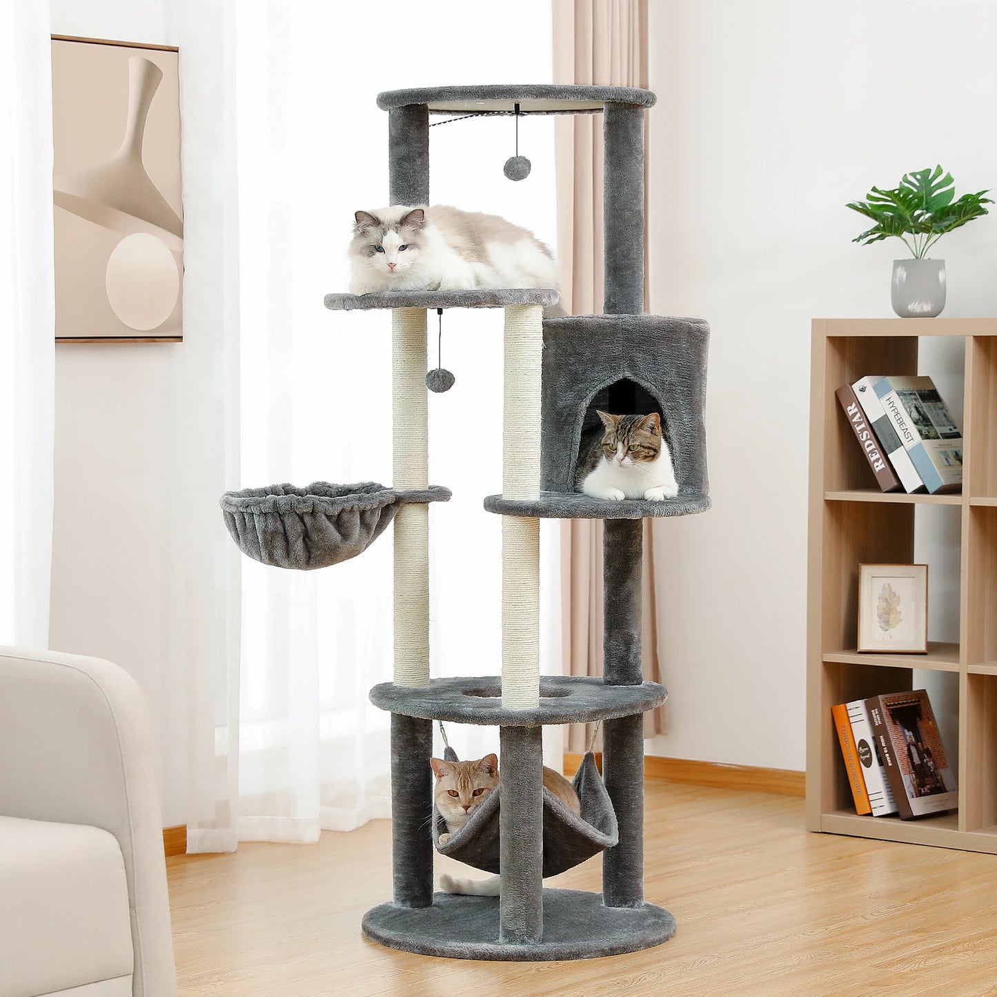 Luxury Pet Cat Tree House Condo Furniture Multi-Layer Cat Tower with Ladder Natural Sisal Scratching Post Climbing Jumping Toy