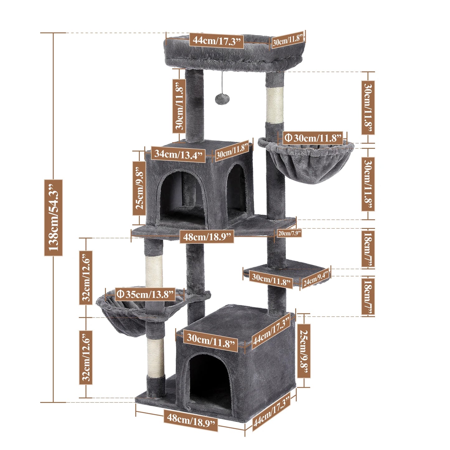 Luxury Pet Cat Tree House Condo Furniture Multi-Layer Cat Tower with Ladder Natural Sisal Scratching Post Climbing Jumping Toy