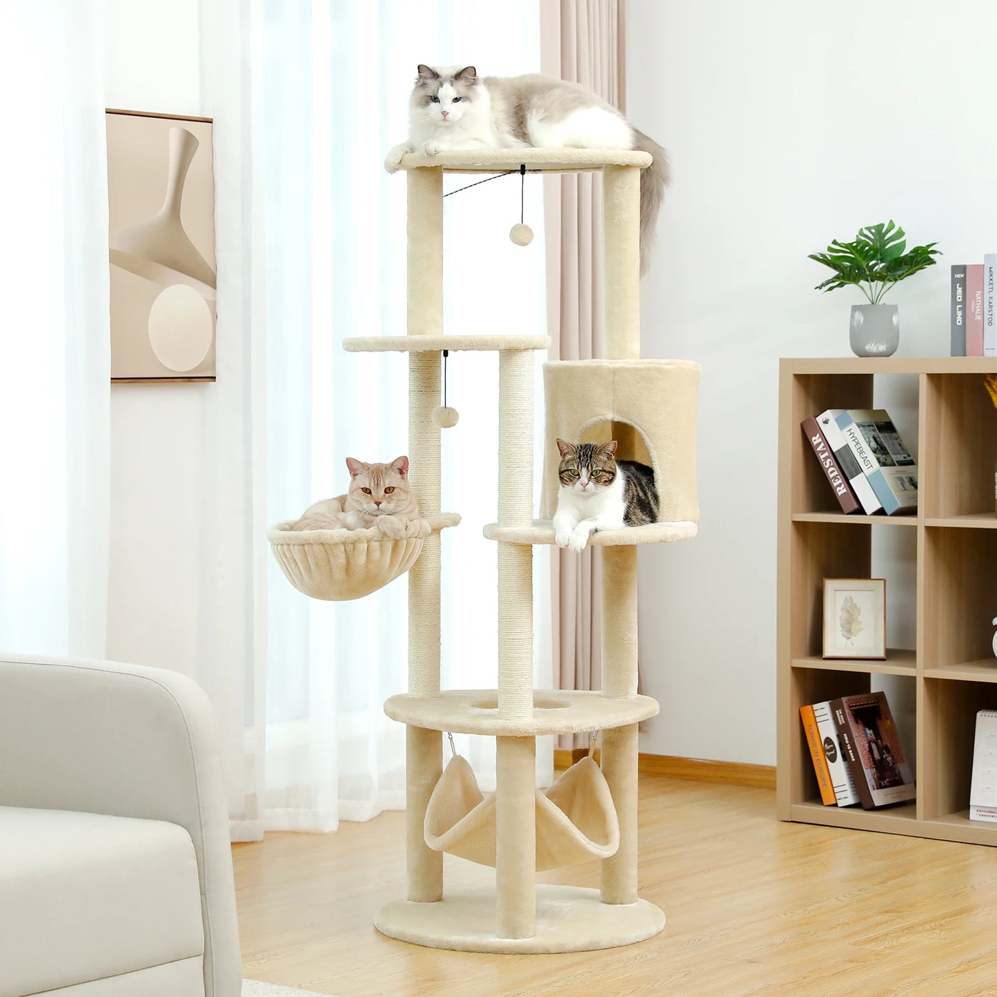 Luxury Pet Cat Tree House Condo Furniture Multi-Layer Cat Tower with Ladder Natural Sisal Scratching Post Climbing Jumping Toy