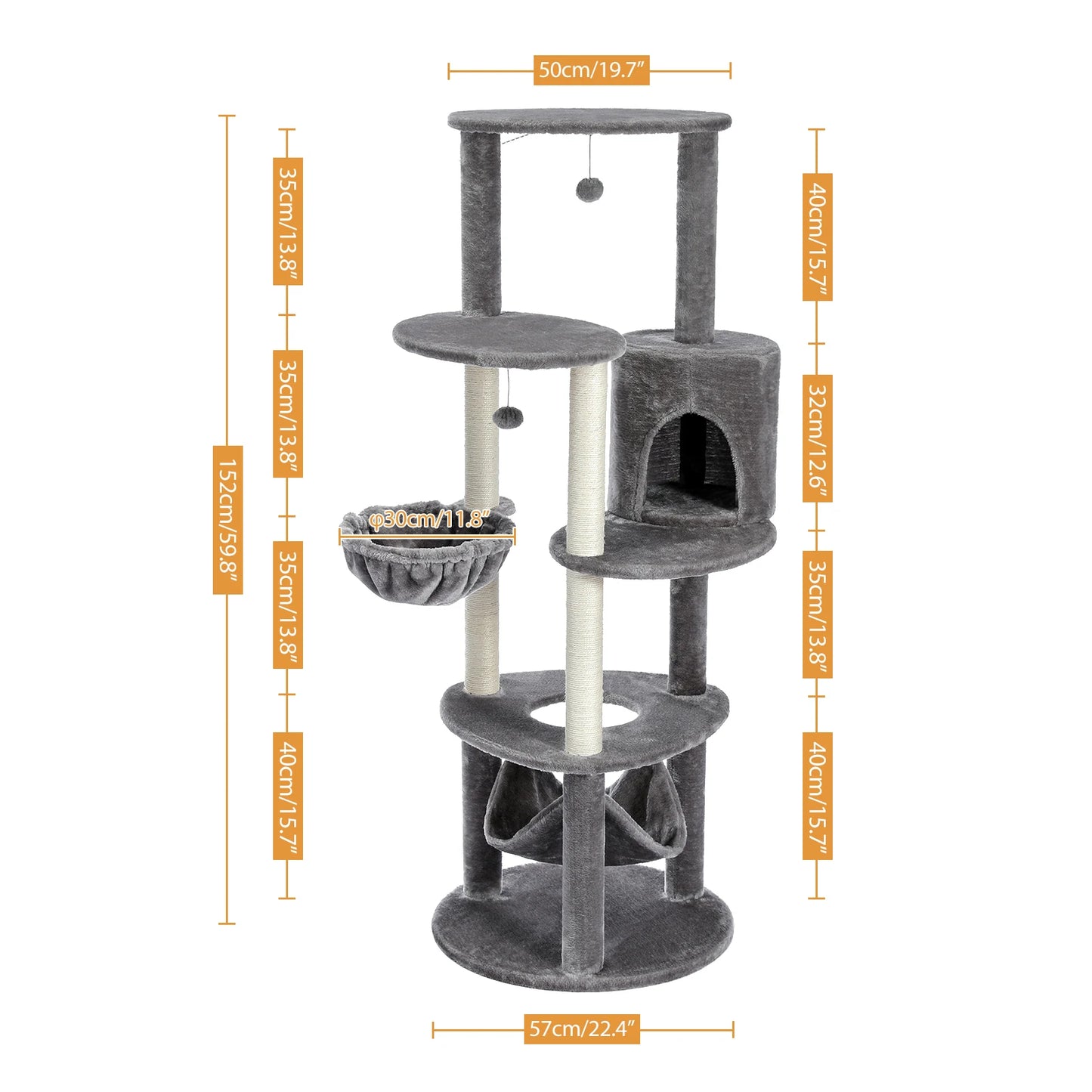 Luxury Pet Cat Tree House Condo Furniture Multi-Layer Cat Tower with Ladder Natural Sisal Scratching Post Climbing Jumping Toy