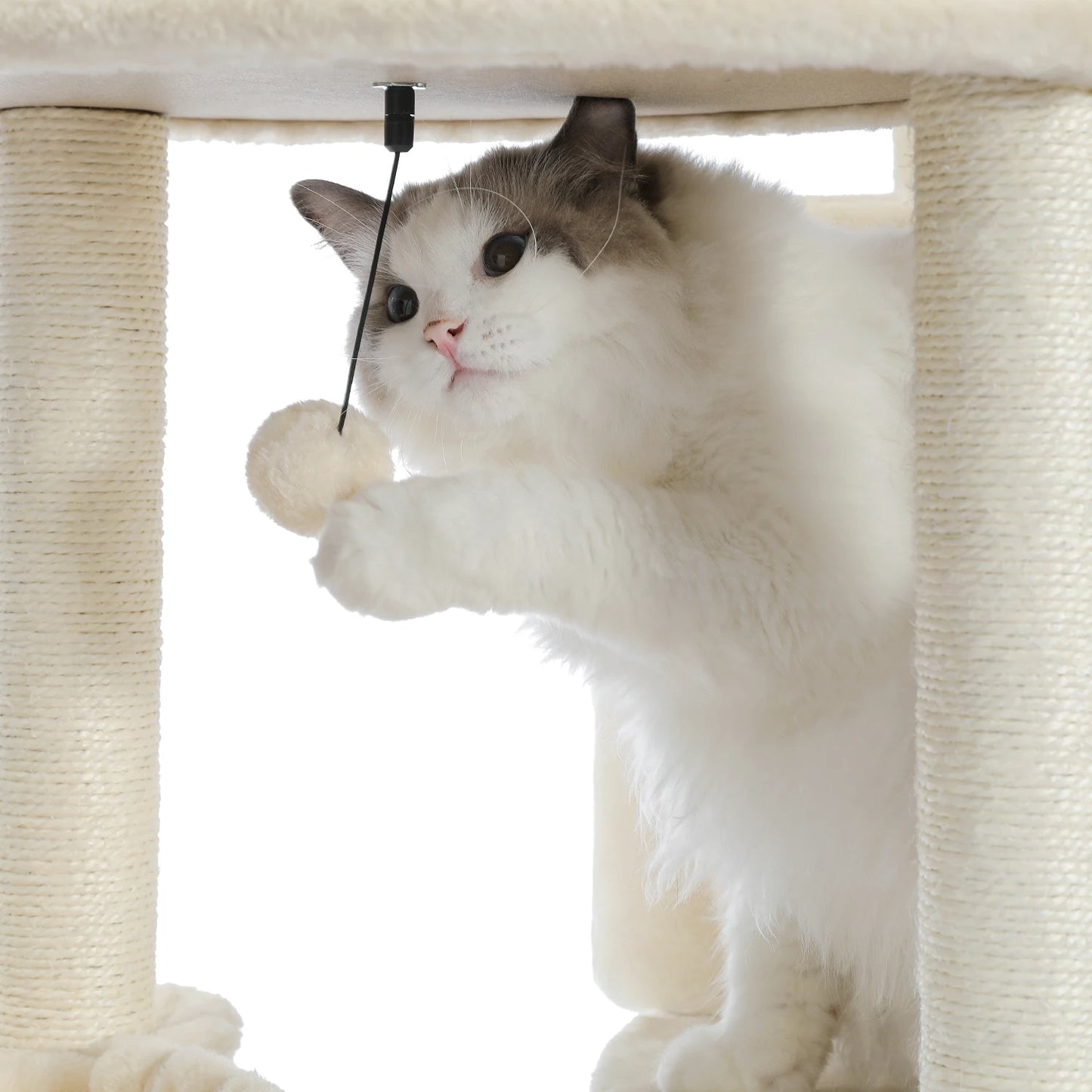 Luxury Pet Cat Tree House Condo Furniture Multi-Layer Cat Tower with Ladder Natural Sisal Scratching Post Climbing Jumping Toy